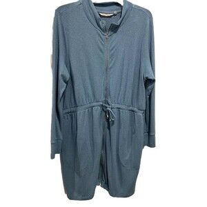 soft surroundings short dress M  Blue Tie Belt To Cinch Waist With Pockets